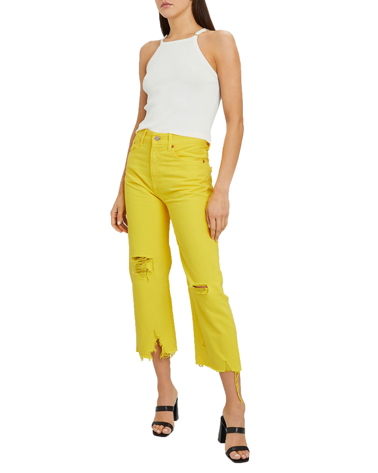 DENIMIST Women s Yellow High Rise Distressed Cropped Jeans Size 27 225 denimist-women-s-yellow-high-rise-distressed-cropped-jeans-size-27-225